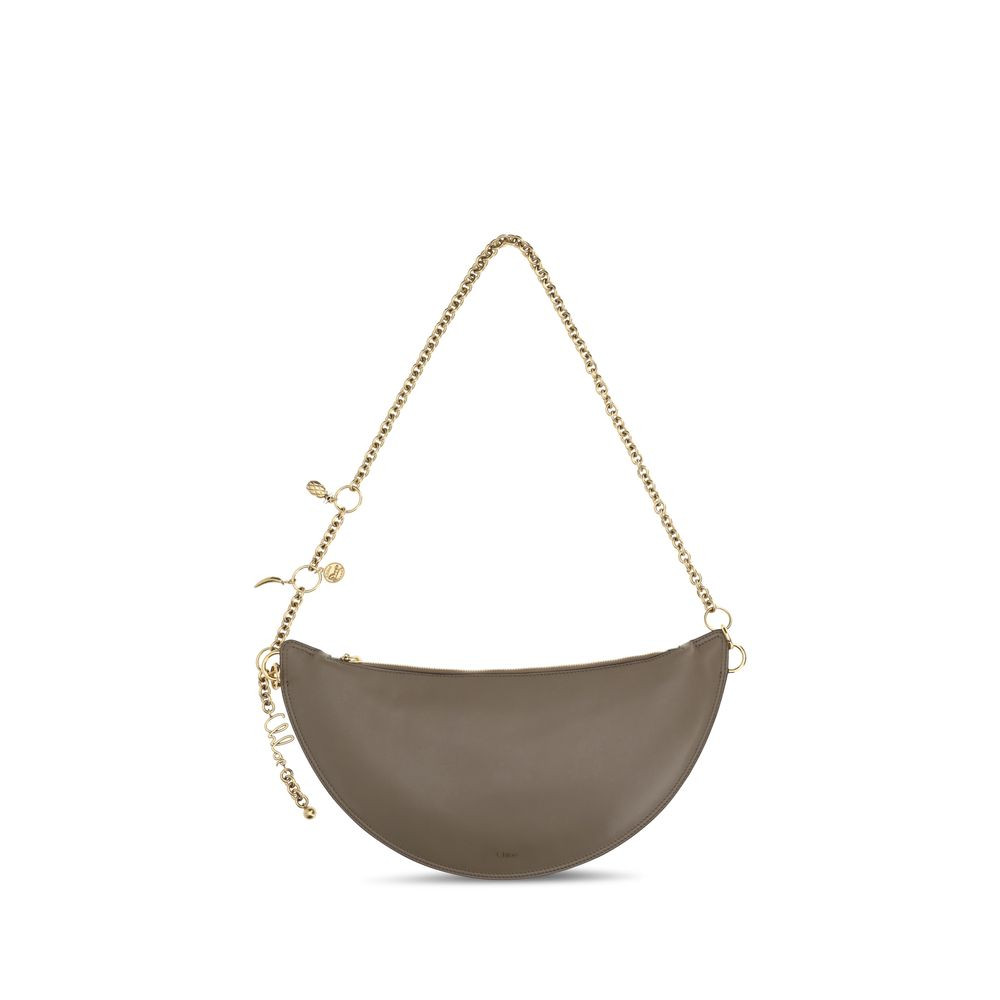 CHLOE' - Bolso de hombro de cuero de ternero gris Bos Taurus