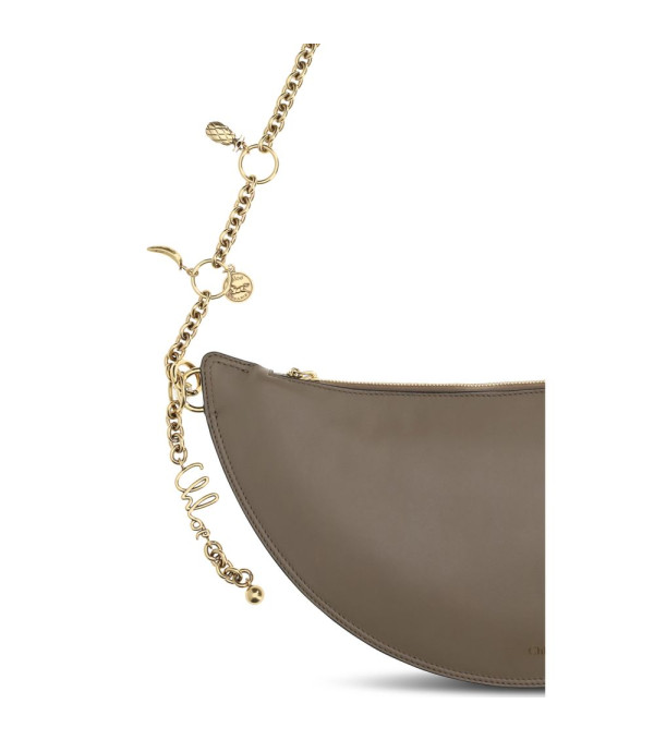 CHLOE' - Bolso de hombro de cuero de ternero gris Bos Taurus - Image 3