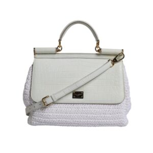 DOLCE & GABBANA - Bolso Bandolera de Rafia Blanco